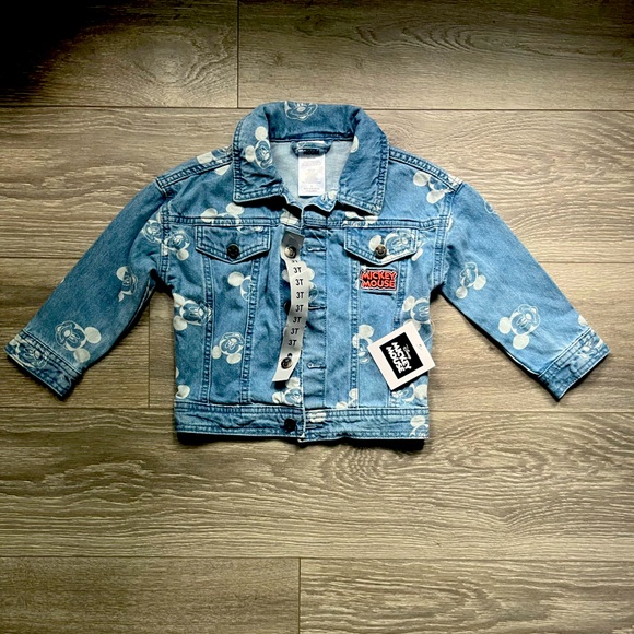 Disney Other - NEW Disney Mickey Mouse Toddler Embroidered Blue White Denim Jean Jacket Size 3T